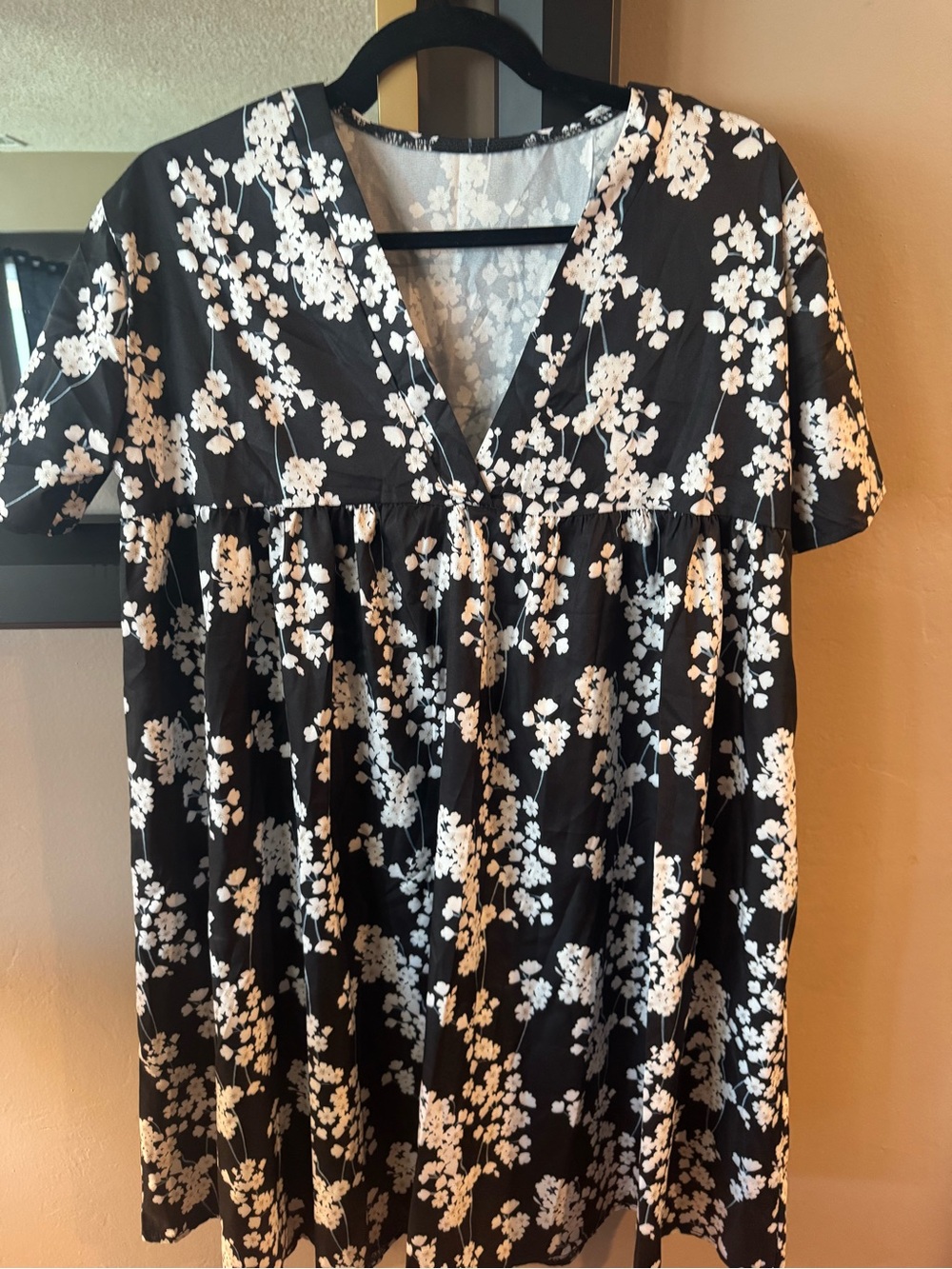 Black Floral V-Neck Women’s Dress